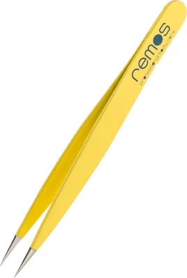 Image de REMOS pincette à échardes - acier inoxydable [INOX] 9.5 cm - pointe fine jaune
