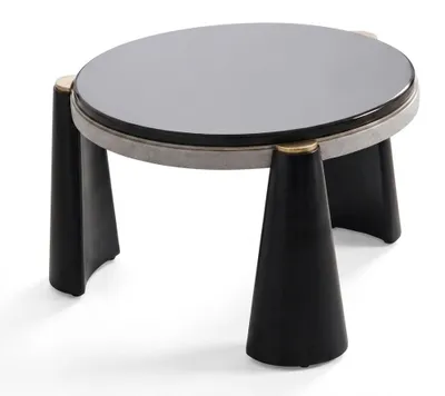 Image de Table basse noire en verre et en acier inoxydable, design moderne, idéale pour le salon. Table d'appoint