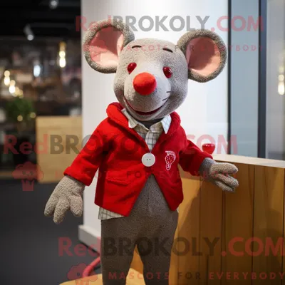 Produktbild von Maskottchenkostüm REDBROKOLY Rote Maus mit Strickjacke und Krawatte