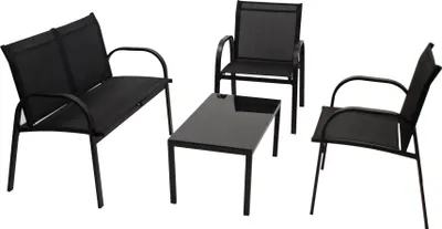 Produktbild von DEGAMO Loungeset Sitzgruppe Lounge Gartenset ARONA 4-teilig, Metall + Kunstgewebe schwarz