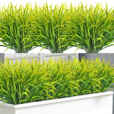 Image de Lot de 16 plantes artificielles, aspect réaliste, plantes artificielles résistantes aux intempéries pour l'extérieur, gazon résistant aux UV pour le balcon, l'intérieur et la décoration de jardin.