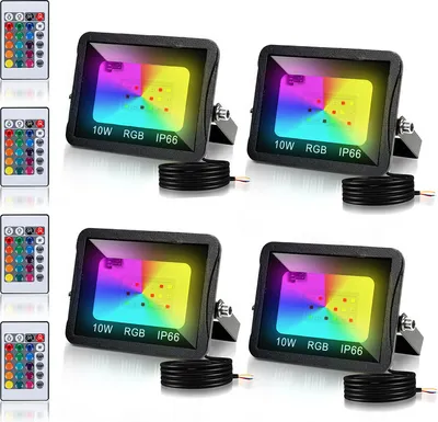 Produktbild von Jopassy 10W LED-Strahler RGB Außenstrahler mit Fernbedienung RGB LED Strahler LED Scheinwerfer RGB 4 Stück
