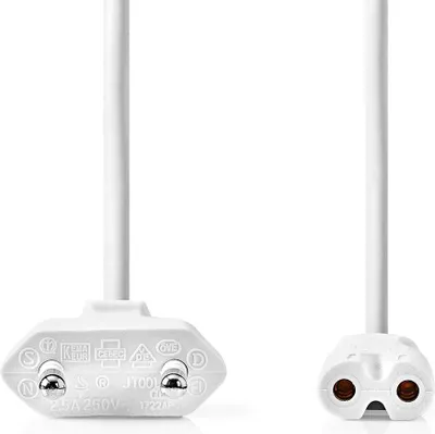 Produktbild von Nedis Stromkabel - Euro Männlich - IEC-320-C7 - Gerade - Gerade - Vernickelt - 2.00 m - Flach - PVC - Weiss - Label