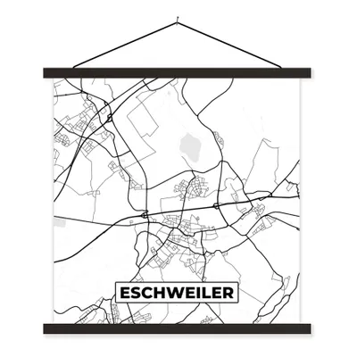 Produktbild von MuchoWow® Textilposter Eschweiler - Stadtplan - Karte 120x120 cm mit schwarzem Rahmen - Aufhängungsset