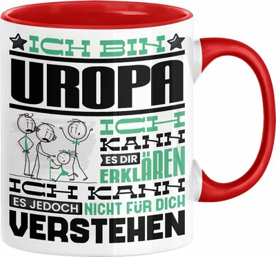 Produktbild von Uropa Geschenk Kaffee-Tasse Geschenkidee für Uropa Ich Bin Uropa Ich Kann Es Dir Erklären Jedoch Nicht Für Dich Verstehen Spruch Lustig (Rot)