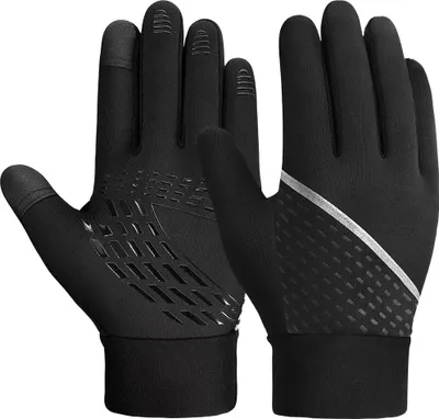 Produktbild von Fahrradhandschuhe, Winterwarme Touchscreen-Handschuhe, rutschfeste, winddichte, warme Handschuhe, Schwarz, Größe L