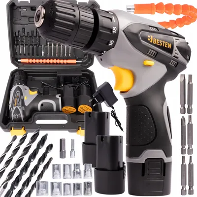 Produktbild von BESTEN Schraubendreher Akku-Bohrschrauber Schraubendreher-Bits Steckdosen Led 2Xaku Set XXL
