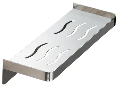 Produktbild von Duschablage ohne Bohren, Edelstahl, selbstklebend, mit Ablaufrillen, 26,3 cm