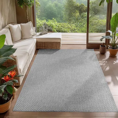 Obrázok produktu pre Carpetsale24 Vnútorný a vonkajší koberec, vodoodolný, odolný, plochá tkanina, UV ochrana, vzhľad sisalu, do kuchyne, na balkón, na terasu, rozmery: 160 x 230 cm