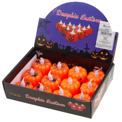 A display box of Halloween pumpkin lanterns.