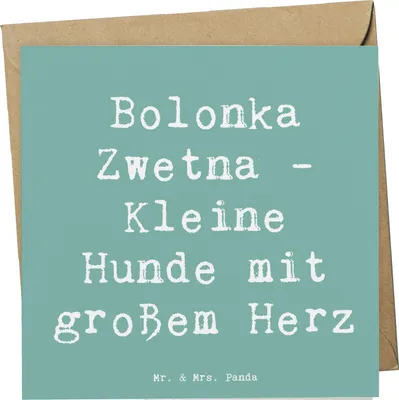 Produktbild von Mr. & Mrs. Panda Grußkarte Spruch Bolonka Zwetna Herz - Meeresbrise - Geschenk, Hunderasse, kleine Hunderassen, Hund, Hunde, faltkarte, doppelkarte, Glückwunschkarte
