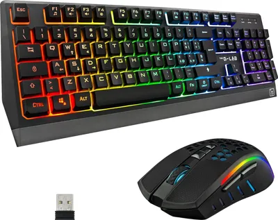 Produktbild von Combo Tungsten Kabellose Gaming-Tastatur mit Hintergrundbeleuchtung - Italienisch + 2400 DPI Maus für PC/PS4/PS5/Xbox One/Xbox X-Serie X/S