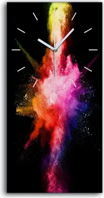 Produktbild von Wandkunst Leinwand Bild Uhr Geräuschlos 30x60 Malerei Abstrakte Kunst Bunt - weiße Hände