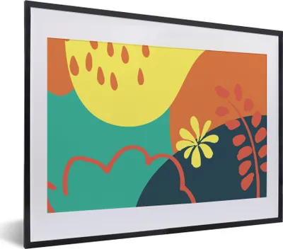 Produktbild von MuchoWow® Gerahmtes Poster Sommer - Flecken - Blätter 40x30 cm - Poster mit Schwarzem Bilderrahmen Wandposter Rahmen Foto Bilder - Bilderrahmen - Poster im Rahmen