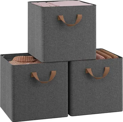 Produktbild von WOLTU Faltbare Aufbewahrungsboxen 3 Stück, ohne Deckel Metallrahmen, Mehrzweck : Grau 34L(32,5x32,5x31 cm) Farbe: Grau Größe: 34L(32,5x32,5x31 cm)