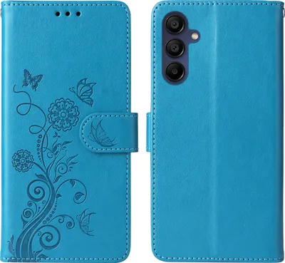 Produktbild von Mobigear Flowers  Samsung Galaxy A16 Hülle Klapphülle Geldbörse - Blau