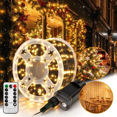 Produktbild von YARDIN Kupferdraht-Dekoleuchte 30m 300LED Warmwei?, LED Dekoleuchte, Stimmungsbeleuchtung mit Fernbedienung, Timer, 8 Lichtmodi