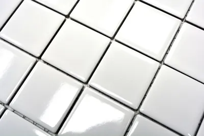 Produktbild von Handmuster Mosaik Fliese Keramik weiß glänzend Fliesenspiegel Badezimmerwand MOS16B-0101_m