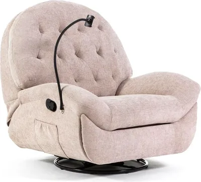 Produktbild von Drehbarer Relaxsessel mit Liegefunktion, Schaukelmechanismus und Seitentasche – 3 Positionen, ergonomische Sitzfläche und weiches Design für höchsten Komfort – PINA – Beige