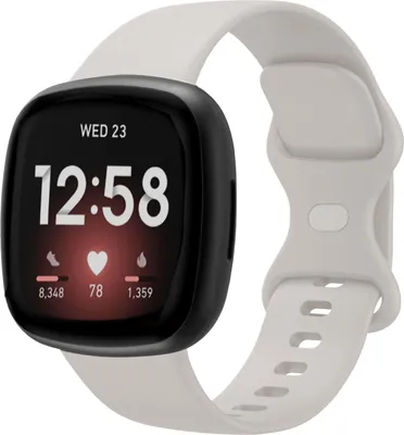 Produktbild von Strap-it Smartwatch-Armband – Silikonarmband, passend für Fitbit Versa 3 / Fitbit Versa 4 / Fitbit Sense / Fitbit Sense 2 – Hellbeige – Größe: S
