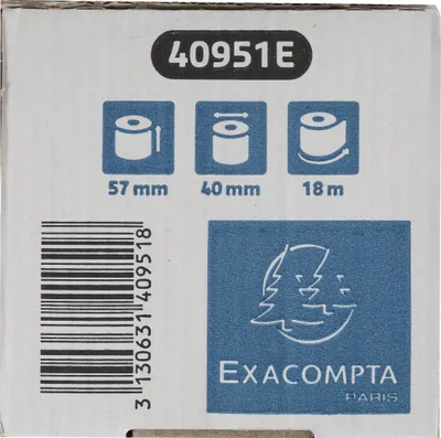 Produktbild von Exacompta 120x Thermorolle für EC 57x40mm -18m 1-lagig 52g/m2 Weiß 40951E