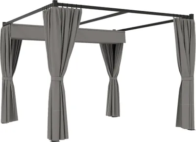 Produktbild von Pergola 3 x 3 m Freistehend Terrassenüberdachung mit Schiebedach, 4 Seitenwände UV-beständig Hellgrau