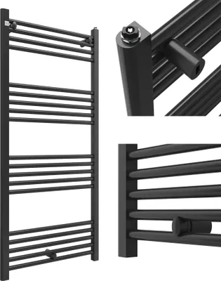 Obrázok produktu pre Granitan | Kúpeľňový radiátor PUERTO - 60/130 cm - Čierny - Moderný dizajn - Ohrievač uterákov