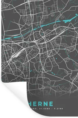 Produktbild von MuchoWow® Wandtattoo Wandsticker Wandaufkleber Blau - Deutschland - Karte - Stadtplan - Herne 60x90 cm Selbstklebend und Repositionierbar - Sticker - Dekorfolie
