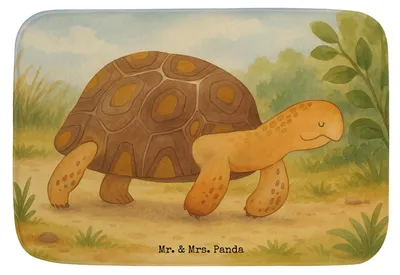 Produktbild von Mr. & Mrs. Panda Badezimmerteppich Schildkröte Marschieren Design - Weiß - Geschenk, Neustart, Badematte, Schildkröten, Meerestiere, Abenteuer, Lieblingsmensch