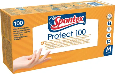 Produktbild von Spontex Einmalhandschuh Vinyl Protect Größe 7-7,5, transparent (100er Pack)