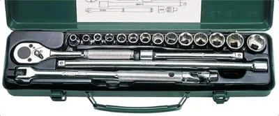 Produktbild von Steckschlüsselsatz 3619M 19-teilig 3/8 Zoll Sechskant mit Ratsche und Verlängerung in Metallkiste