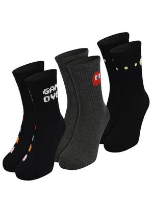 Produktbild von Pac-Man Socken für Herren - Männer Crew Sneaker Strümpfe 40-45 (3er Pack) 40-45