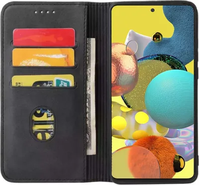 Produktbild von Smartphonica Samsung Galaxy A51 5G kunstleren hoesje  met magnetische sluiting en pashouders book case - Zwart