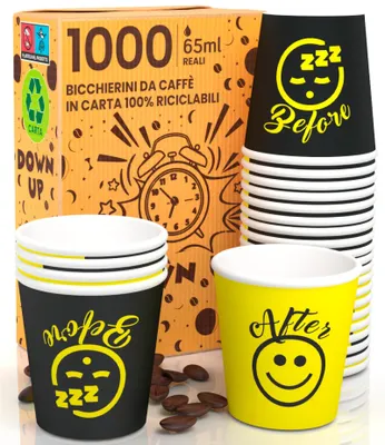 1000 Papierbecher 65 ml gelb umweltfreundlich Einwegbecher