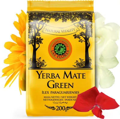 Image de Thé Yerba Mate MATE GREEN Las Flores 200g - Yerba Nate brésilienne avec pétales de rose et calendula, menthe