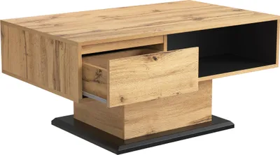 Produktbild von okwish Couchtisch Kaffeetisch mit Schublade für Büro, Wohnzimmer-Sofatisch, Beistelltisch großer Stauraum Natur