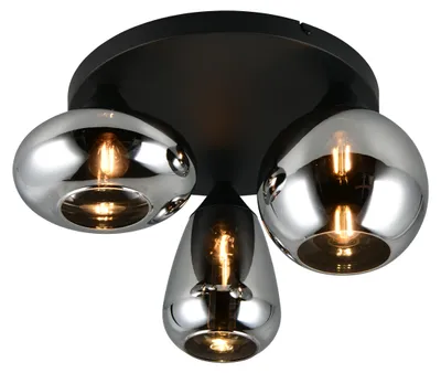 Immagine prodotto di Plafoniera, nera, 3 luci, H 24,5 cm