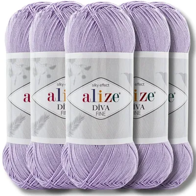 Produktbild von Alize 5x 100g Diva Fine Wolle, Uni, Häkeln, Stricken (Wisteria - 158)