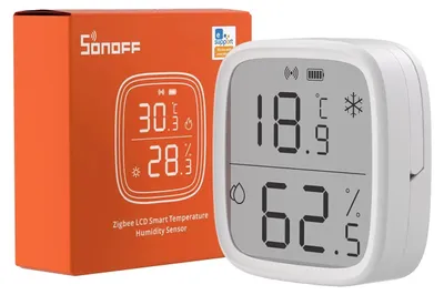 Obrázek produktu pro Senzor teploty a vlhkosti, připojení Zigbee, LCD displej, SNZB-02D, 1 ks