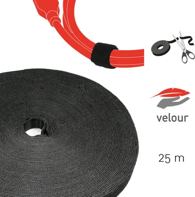 Produktbild von LABEL THE CABLE LTC PRO Roll Strap, doppelseitige Klettbandrolle, 25m, schwarz