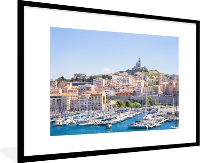 Produktbild von MuchoWow® Gerahmtes Poster Hafen - Marseille - Boote 90x60 cm - Poster mit Schwarzem Bilderrahmen Wandposter Rahmen Foto Bilder - Wanddekoration - Fotos