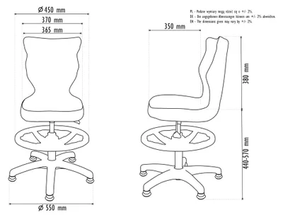 Zdjęcie produktu dla Krzesło Dzieciece Rośniece Zintegrowane Z Biurkiem, Ergonomiczne Rozmiar: 133-159 Cm, Model "Petit Schwarz Storia" 29, Z Podporką Dla Stóp