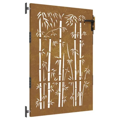 Image de vidaXL Porte de jardin 85x125 cm acier corten design bambou