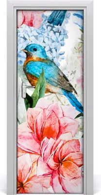 Produktbild von Tulup Türaufkleber 75x205 cm Dekorative Aufkleber Selbstklebend Wasserdichte Tapete Abnehmbar Schlafzimmer Wohnzimmer Wohnkultur - Blumen und Vögel