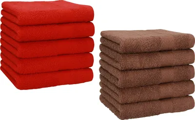 Produktbild von Betz 10 Stück Seiftücher 30x30 cm PREMIUM 100% Baumwolle Farbe: rot und nussbraun