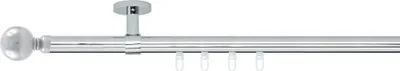Produktbild von SN Deco Gardinenstange Innenlauf Reims, 19 mm, 1-läufig, Stahl, Komplett-Set mit Ringen, Profildeckentrager, 480 cm, edelstahl optik