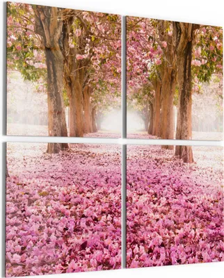 Produktbild von DEQORI Glasbild Echtglas 4x50x50 cm 'Kirschblütenallee' Wandbilder XXL groß