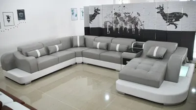 Produktbild von Ledersofa Sofa Modernes Leder Design Ecksofa Couch Textil Polster Wohnlandschaft