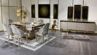 Produktbild von Esszimmer Set Esstisch 6x Stühle Anrichte Sideboard  Spiegel 11 tlg