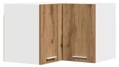 Produktbild von Eckschrank für Küche, Hängeschrank, Eiche Artisan und Weiß, 57 x 57 x 40 cm